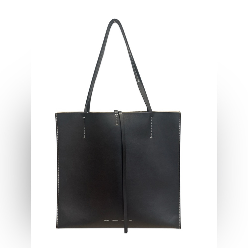 Proenza Schouler White Label Double Twin Napa Tote in Black/Ivory